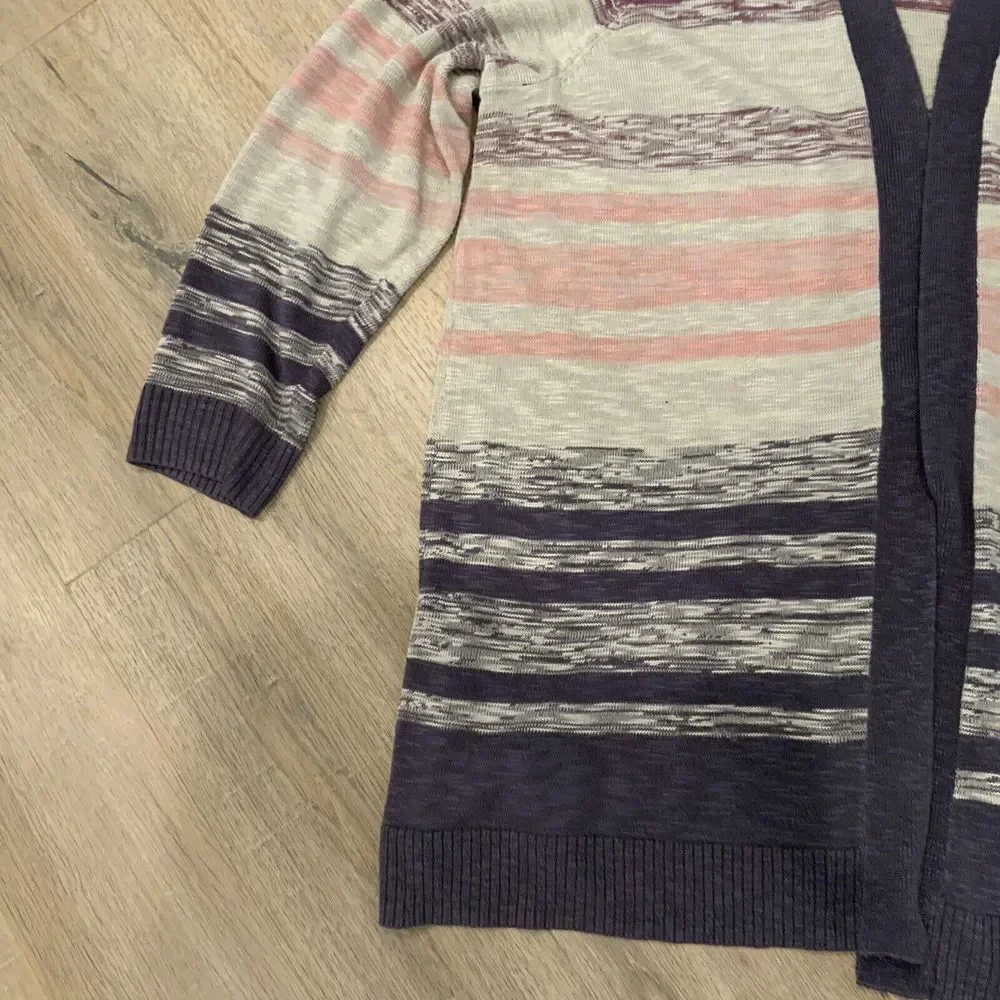 Torrid Women's‎ Plus 4 4X Knit Open Front Long Cardigan Pink Purple Striped EUC